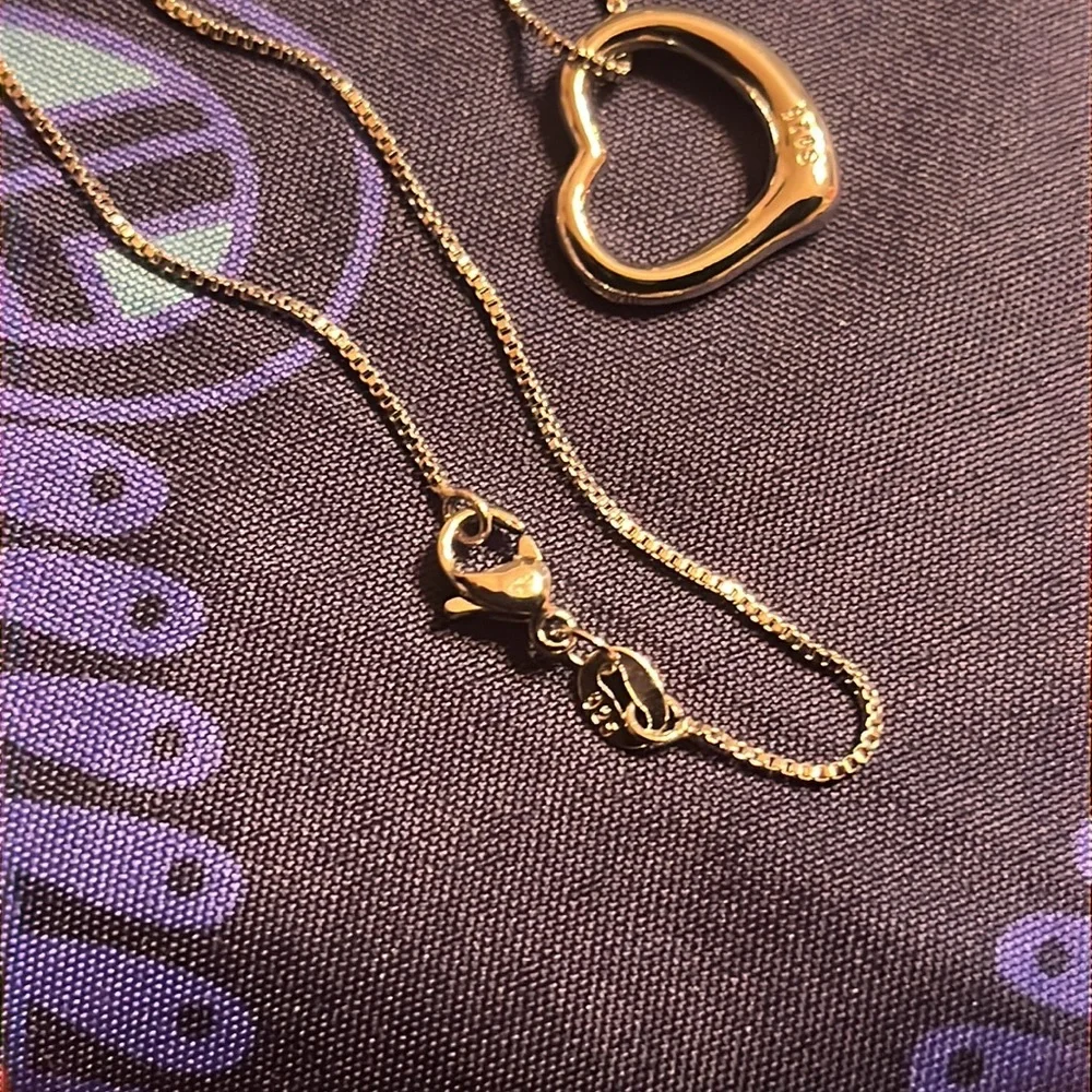 Open Heart Sterling Silver Chain Necklace - Picture 9 of 10